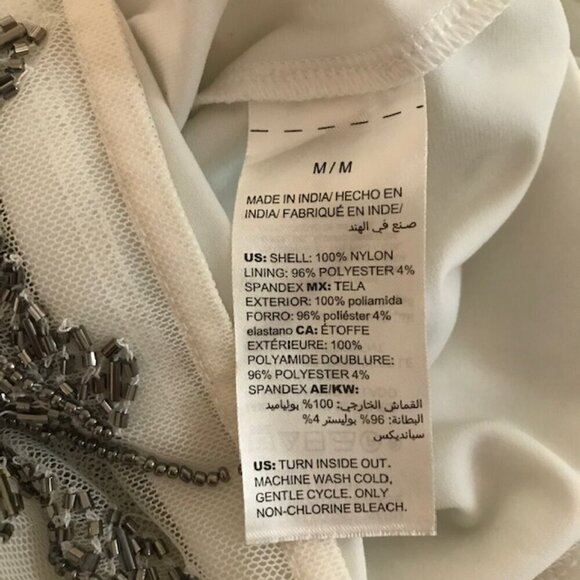 WHBM Women's White & Silver Beaded Embellished Leaf Halter style Tank Medium - Picture 11 of 13